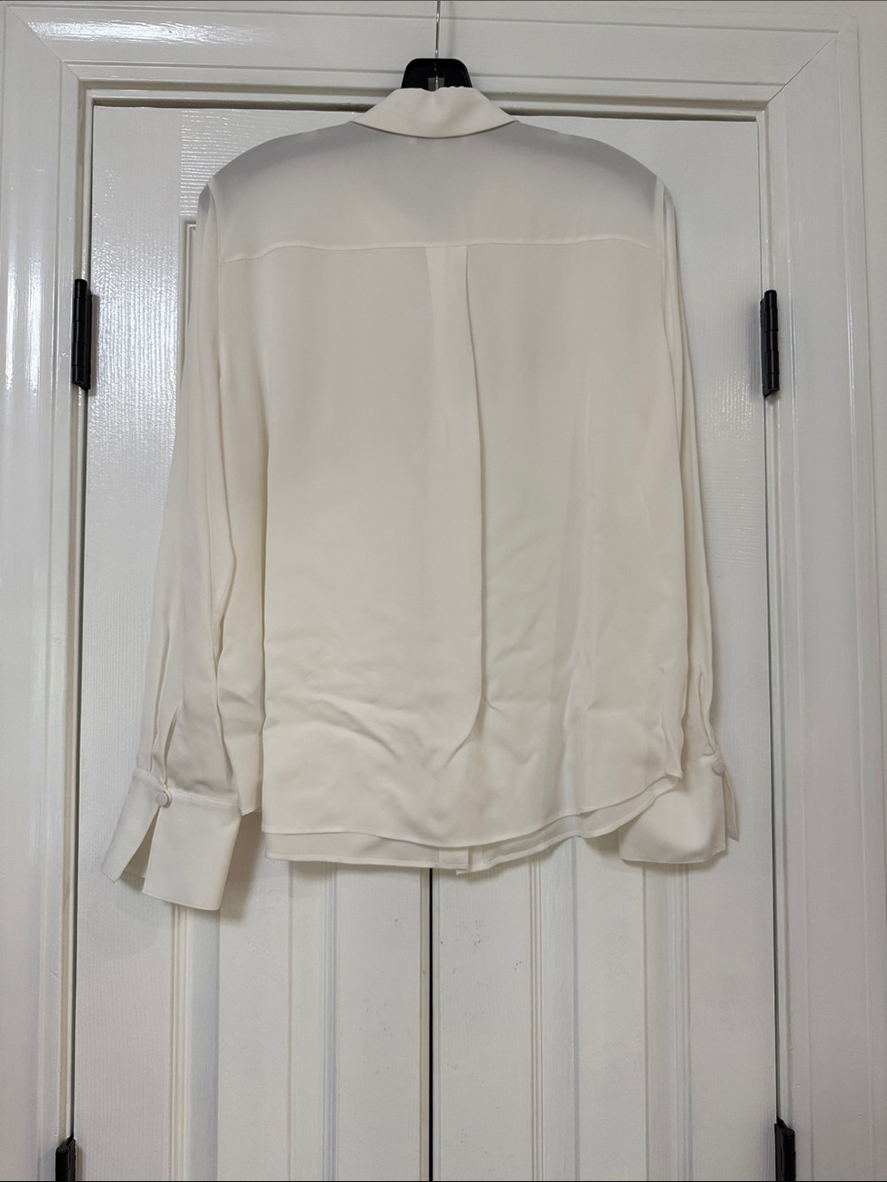 Lafayette 148 New York Cream Silk Ladylike Button-Front Collar Blouse Sz. L NWOT - Picture 7 of 9